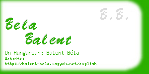 bela balent business card